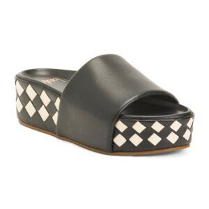 beek Albatross Platform black & white checker sandal Slides